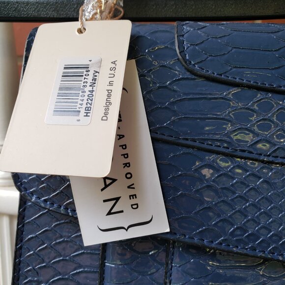 BNWT Mellow World Vegan Angie Royal Blue Snakeski & Patent...